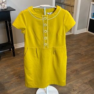 Boden Mustard Saffron Grace Ponte Mini Dress White Piping 4 petite